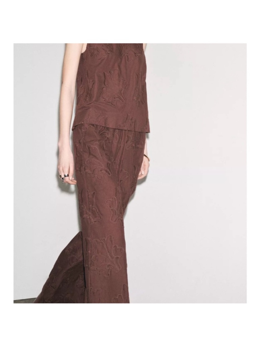 Zara Cream Embroidered Top + Pants M
